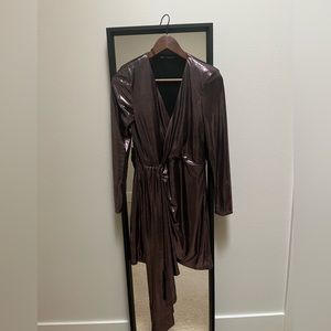 Zara metallic long sleeve dress